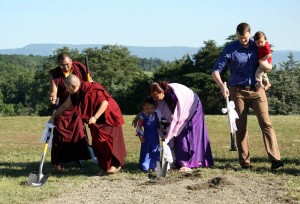 The Mindrolling family breaks the ground.