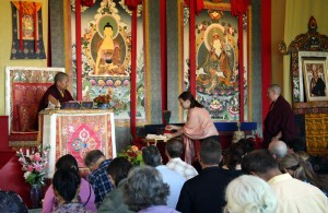 Jets&uuml;n Khandro Rinpoche with Anila Drolma and Zuzana Dankova during a teaching.
