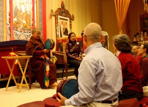 Jets&uuml;n Khandro Rinpoche and Jets&uuml;n Dechen Paldron with students during Annual Retreat.