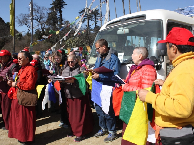 Prayer Flags Preparing to hang prayer flags at Pelela Pass. Bhutan, March 2016